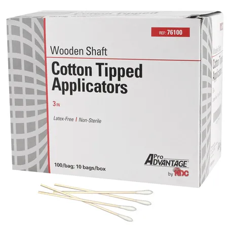 Applicator Cotton Tip N/S 3" Wood, 100/Bg
